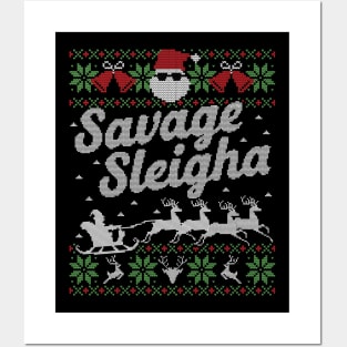 Ugly Christmas Sweater Santa Savaga Sleigha Slay Posters and Art